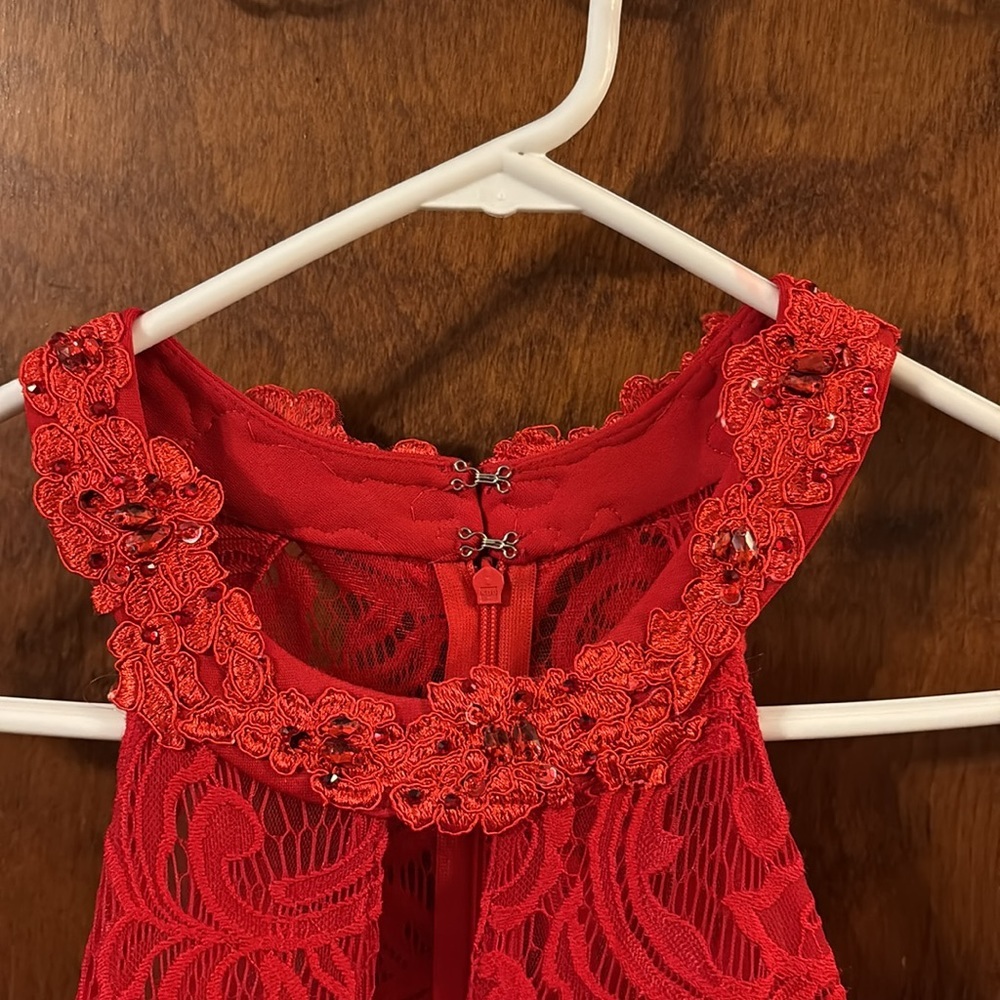 BouBou Red Full Length Halter Prom Dress Size 2X - Picture 5 of 9
